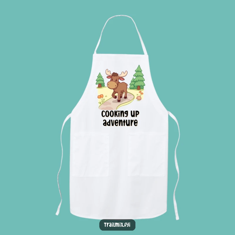Funny Moose Ambling Path Apron - Cheerful Outdoor Chef Kitchen Gift