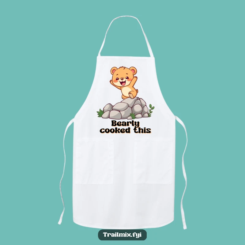 Funny Bear Cub Chef Apron: Cheerful Trail Cooking Gift for Bakers