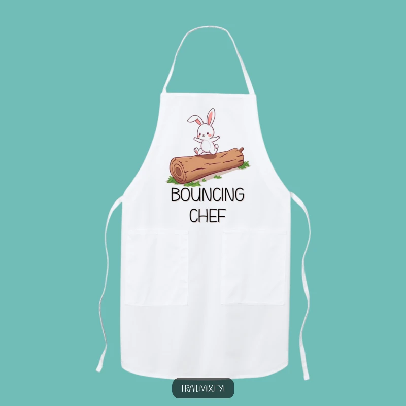 Funny Bunny Skipping Log Apron - Energetic Kitchen Wear, Perfect Humorous Gift