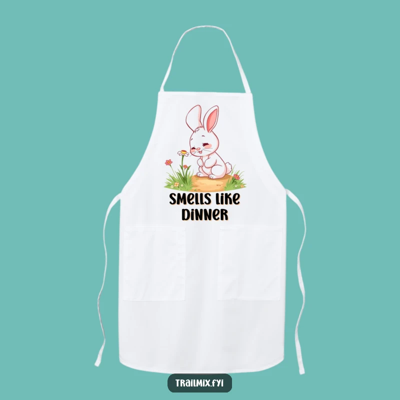 Funny Rabbit Garden Apron: Giggling Flower Sniffer Chef Gift