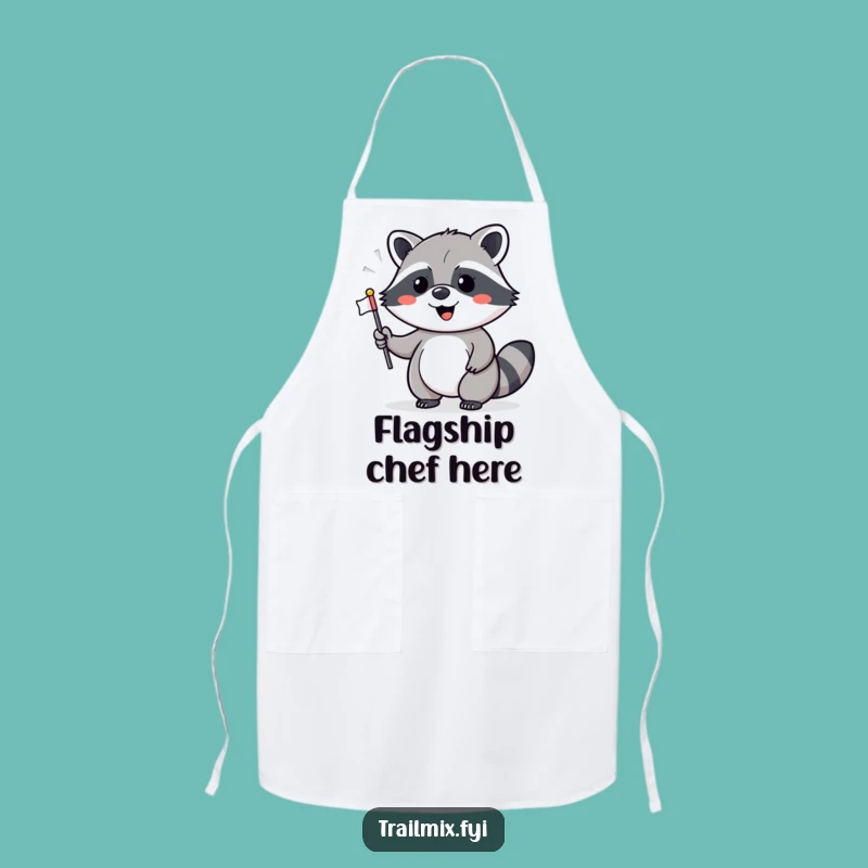 Funny Raccoon Flag Waving Apron - Cheerful Chef Party Gift