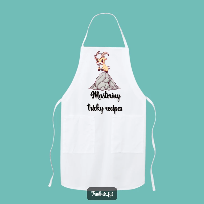 Funny Mountain Goat Apron: Durable Kitchen Wear for Adventurers, Playful Climber Chef Gift