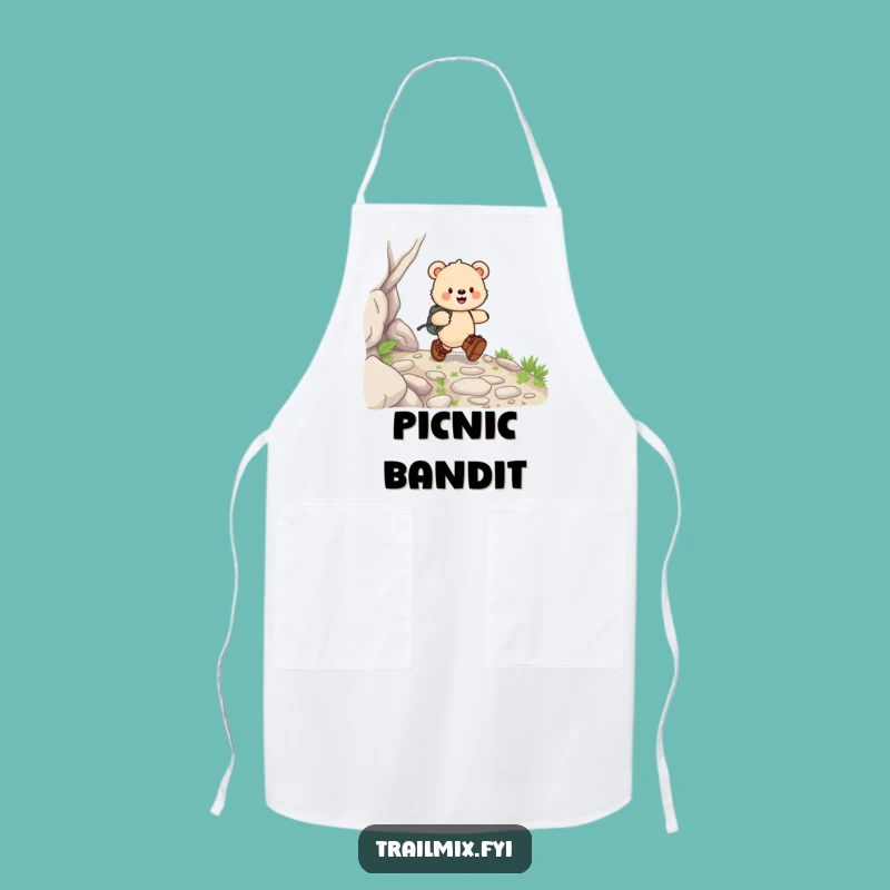 Funny Bear Cub Kitchen Apron: Happy Explorer Boots Cooking Gift