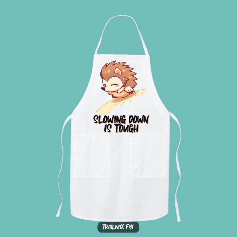 Funny Determined Hedgehog Rolling Kitchen Apron - Hilarious Chef's Funny Gift
