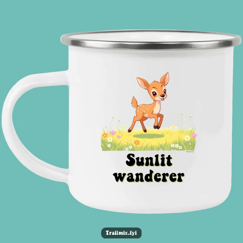 Funny Deer Fawn Bounding Camping Mug: Hilarious Companion for Meadow Adventures