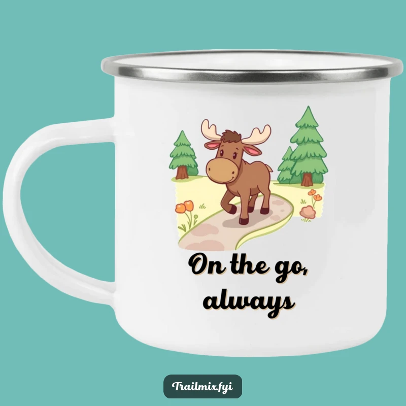Funny Moose Ambling Path Camping Mug - Cheerful Outdoor Adventure Cup Gift