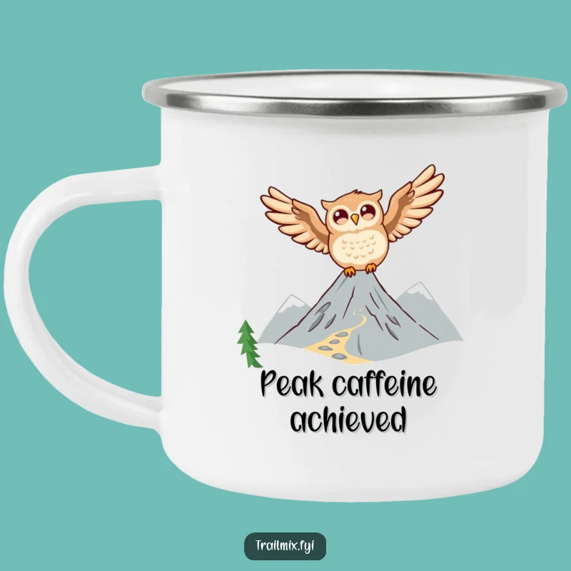 Funny Owl Soaring Camping Mug - Mountain Views & Joyful Sips