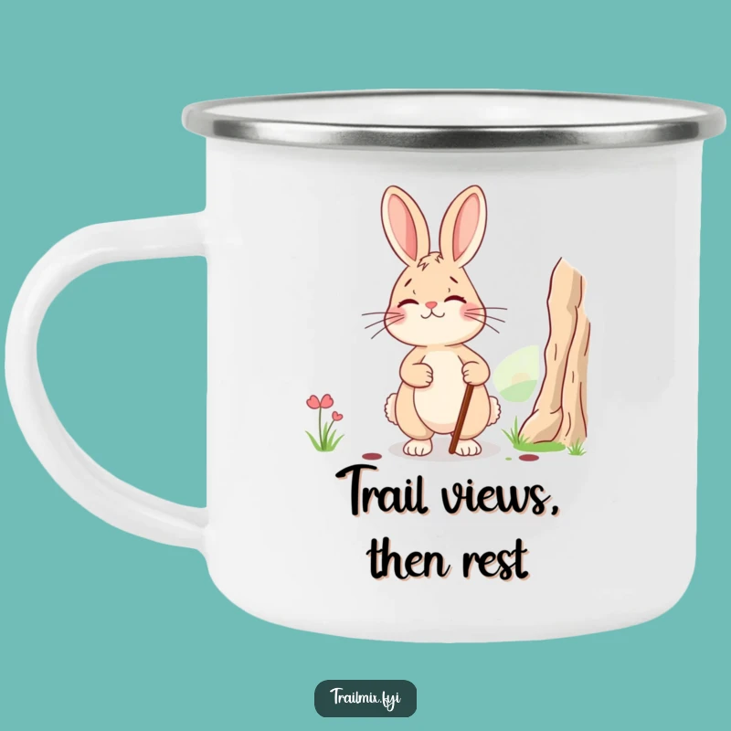 Funny Rabbit Adventure Camping Mug: Enjoy Views with Warmth and Humor, Perfect Gift