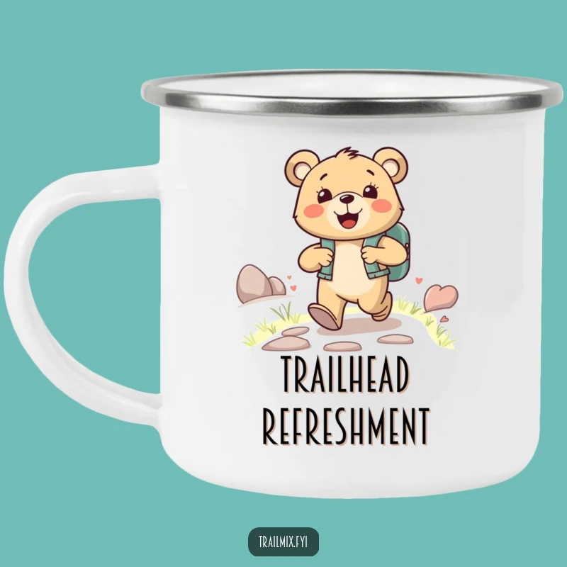 Funny Happy Bear Camping Mug - Backpack Adventure Outdoors