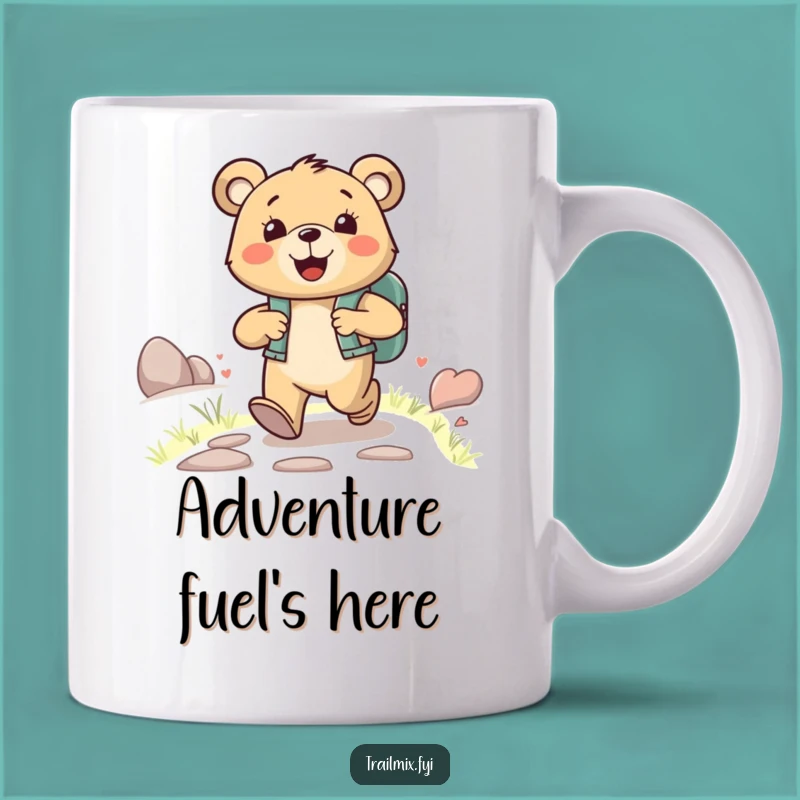 Funny Happy Bear Backpack Mug - Joyful Journey Adventure Gift