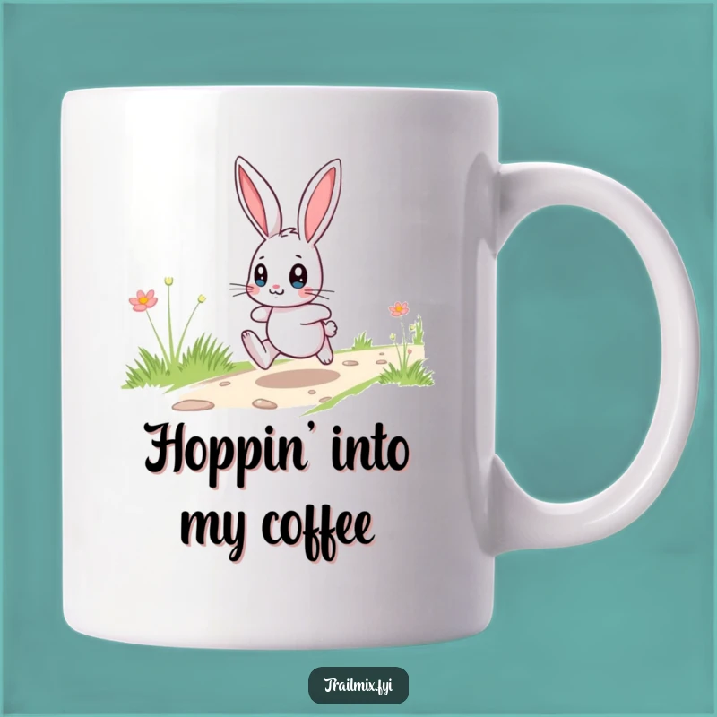Funny Playful Bunny Trail Hop Mug - Hilarious Cartoon Gift for Easter Lovers