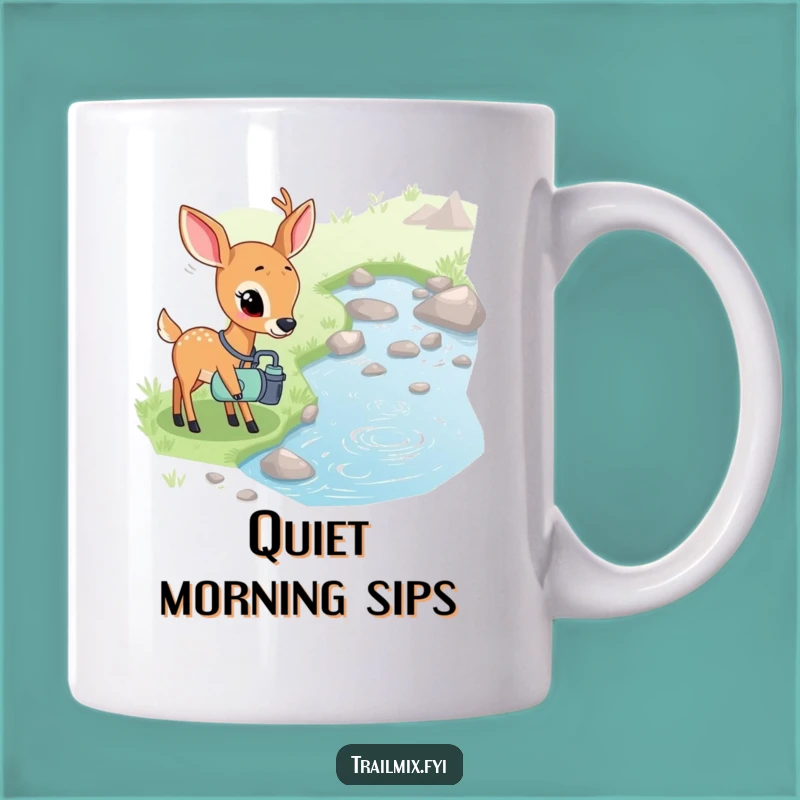 Funny Shy Deer Stream Mug - Curious Nature Character Gift