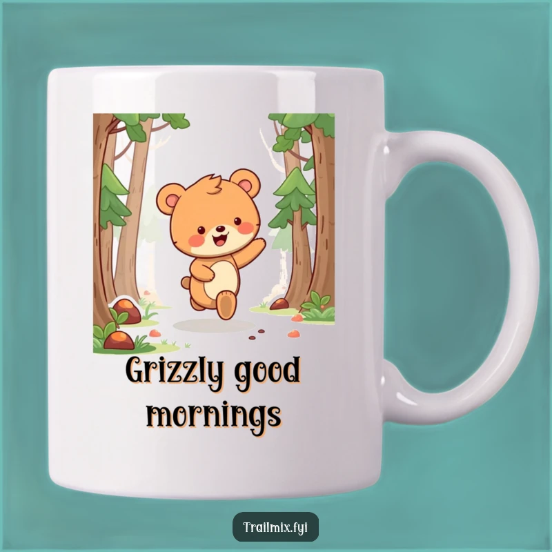 Funny Bear Cub Skipping Mug: Adorable & Hilarious Forest Friend Gift