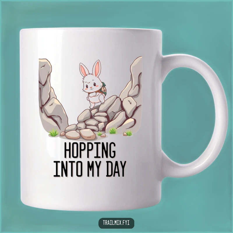 Funny Rabbit Adventurer Mug - Fluffy Hero Art Gift for Hikers