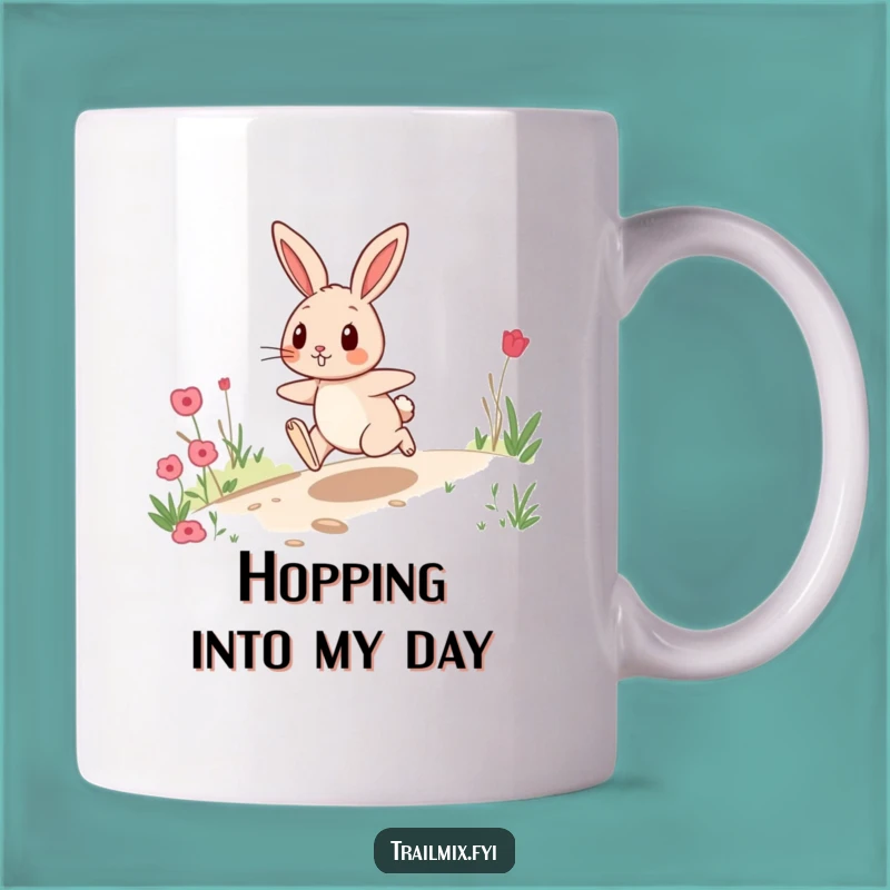 Funny Rabbit Hop Mug: Energetic Trail Trekker's Funny Gift for Joyful Mornings