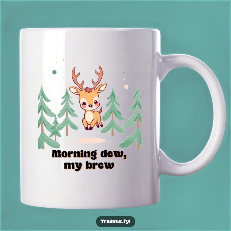 Funny Cheerful Deer Mug: Frolicking forest fun, perfect funny gift for nature lovers.
