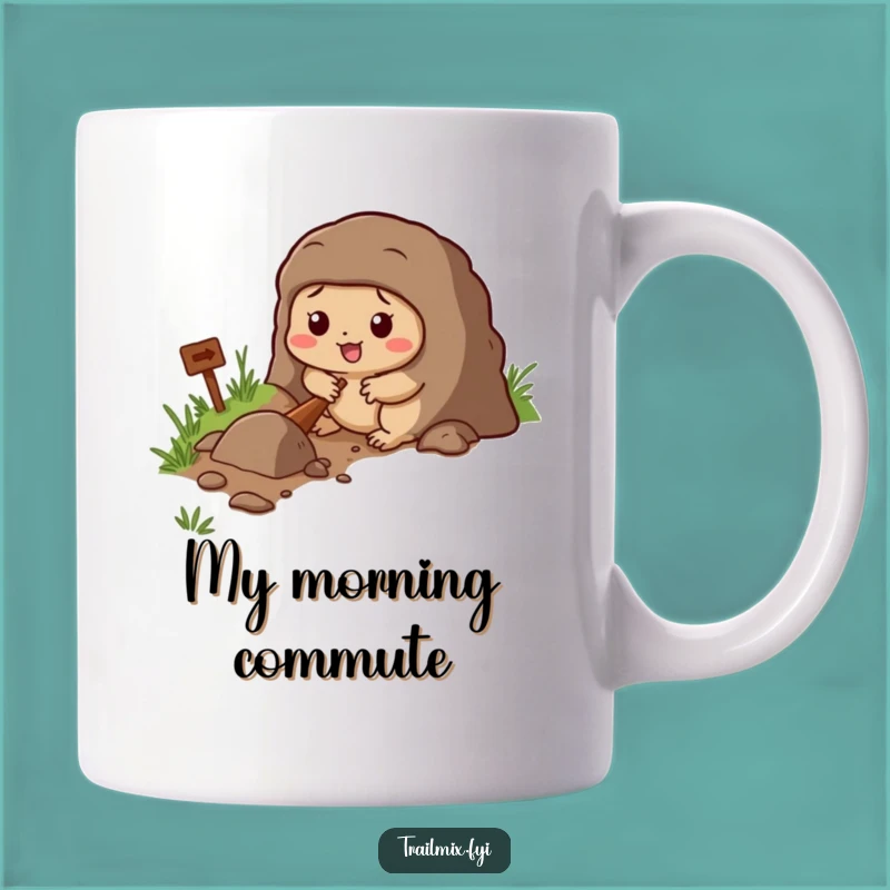 Funny Mole Digging Tunnel Mug - Hilarious Determined Character Trail Gift