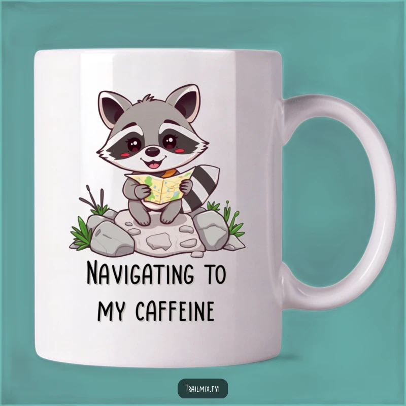 Funny Happy Raccoon Map Mug - Hilarious Navigator Coffee Gift
