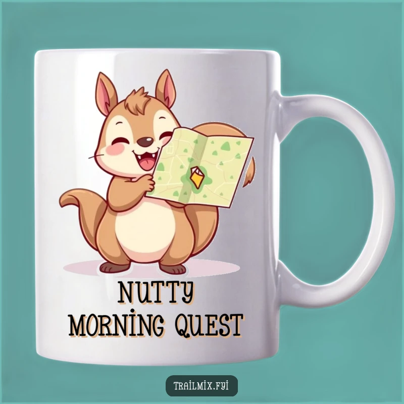 Funny Squirrel Explorer Mug: Cheerful Map Holder Gift for Adventurers