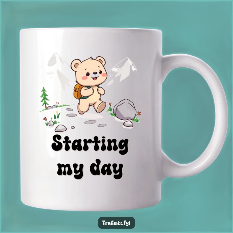 Funny Bear Cub Mountain Path Mug: Joyful Adventure Buddy, Perfect Funny Gift