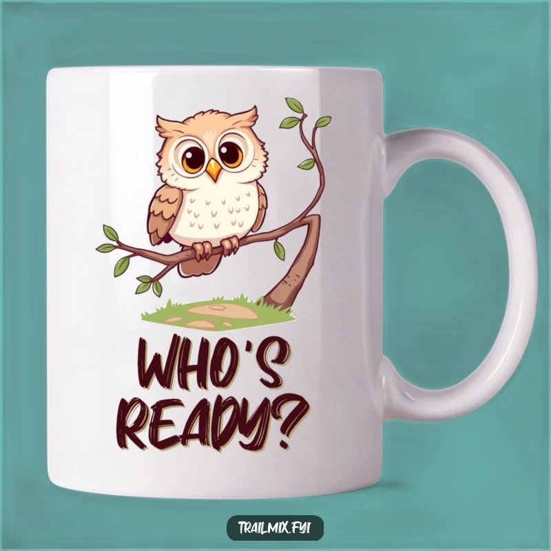 Funny Owl's Watch Mug - Curious Character Perched on Branch Humor Gift
