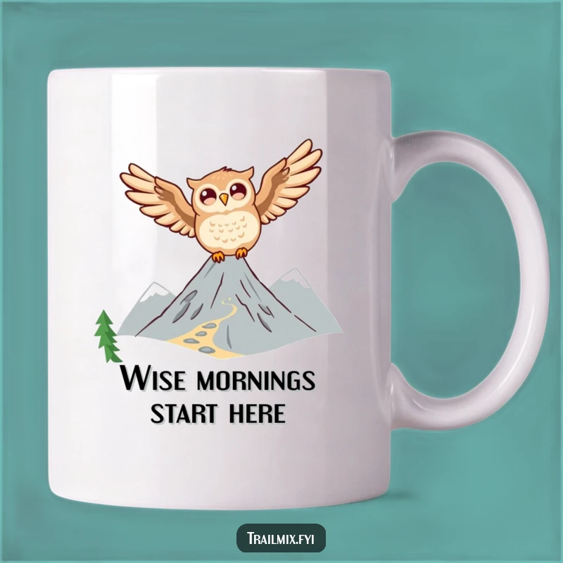 Funny Owl Soaring Mug - Joyful Mountain Adventure Coffee Gift