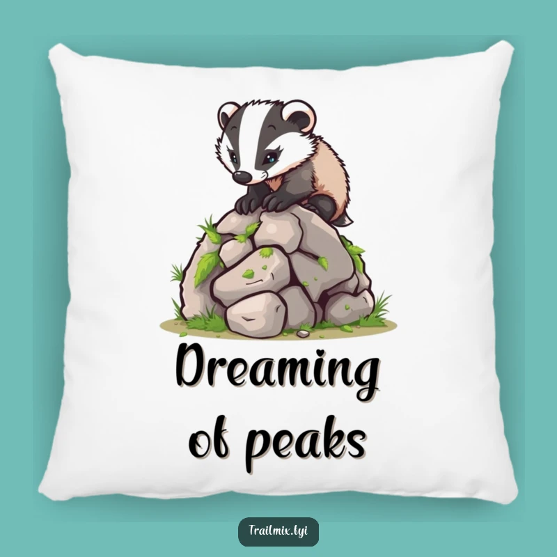 Funny Determined Badger Climbing Pillow: Cozy Comfort & Hilarious Decor