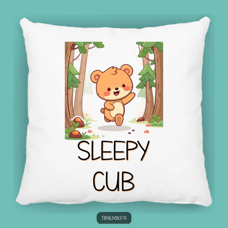 Funny Bear Cub Skipping Pillow: Cozy and Hilarious Forest Friend Accent