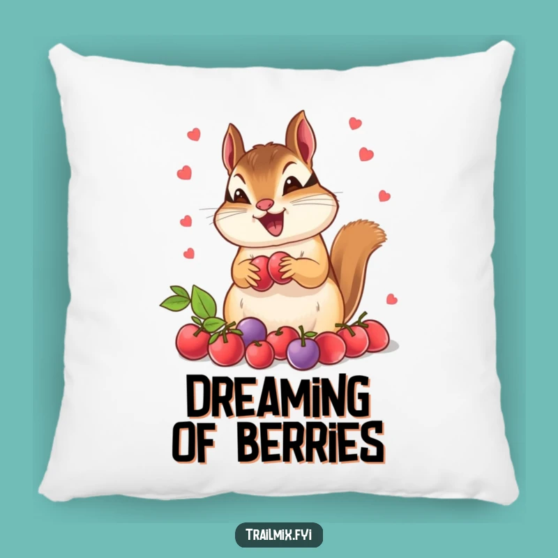 Funny Chipmunk Berry Dreams Pillow - Soft & Comical Home Decor