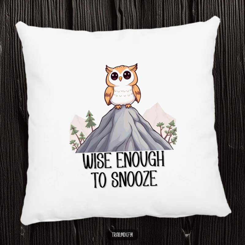 Funny Curious Owl Pillow: A soft pillow featuring a curious owl character perched on a peak.