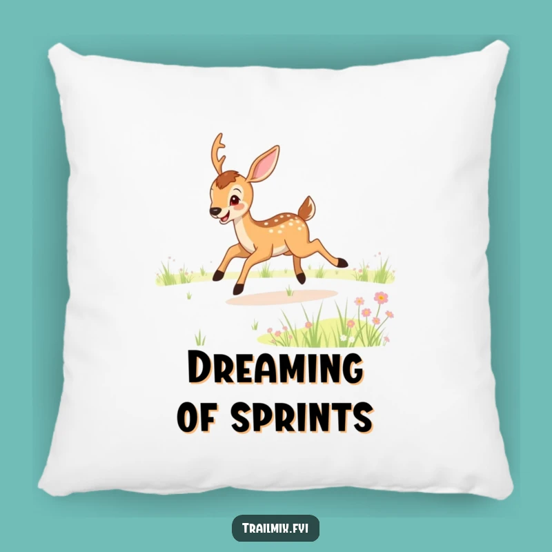 Add a touch of whimsy and comfort with this funny deer pillow. The playful bounding deer is sure to bring a chuckle.
