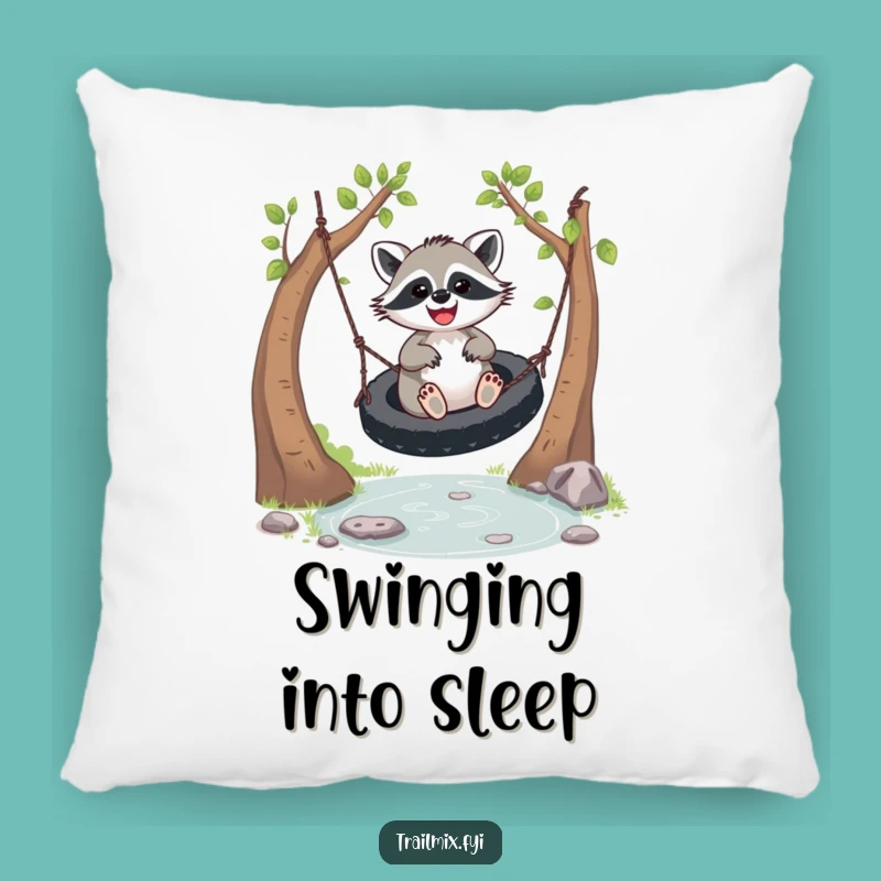 Funny Joyful Racoon Swing Pillow - Soft & Whimsical Decor