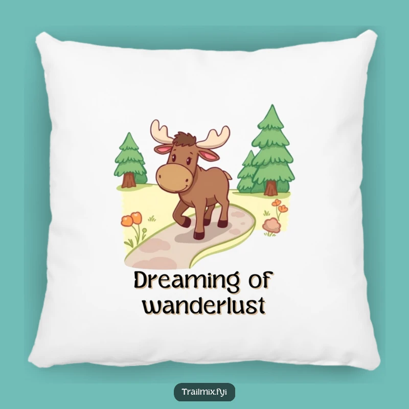 Funny Moose Ambling Path Pillow - Cozy Cheerful Woodland Comfort Gift