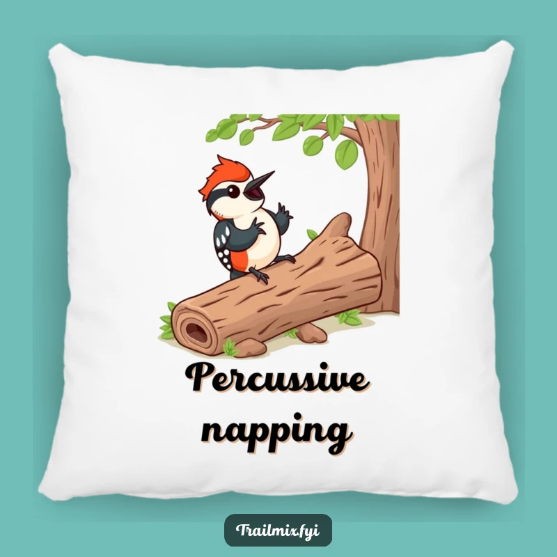 Rest your head to nature's beat with this funny woodpecker pillow. The tapping creature adds a comforting rhythm.