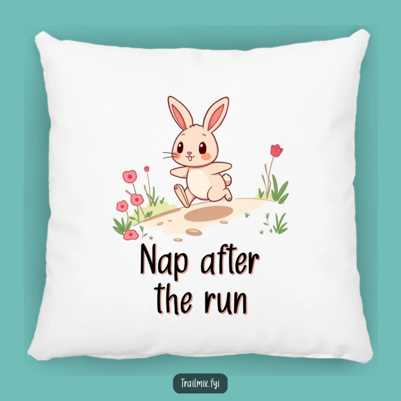 Funny Rabbit Hop Pillow: Cozy Trail Companion Accent, Cheerful Gift