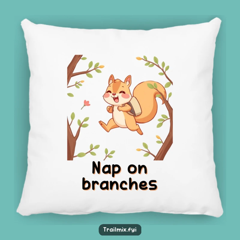 Funny Happy Squirrel Leaping Pillow - Cozy Adventurous Critter Decor
