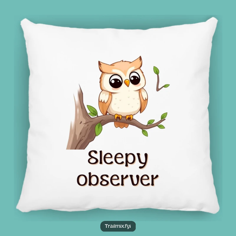 Funny Owl Trail Watcher Pillow: Comfort for the Perceptive