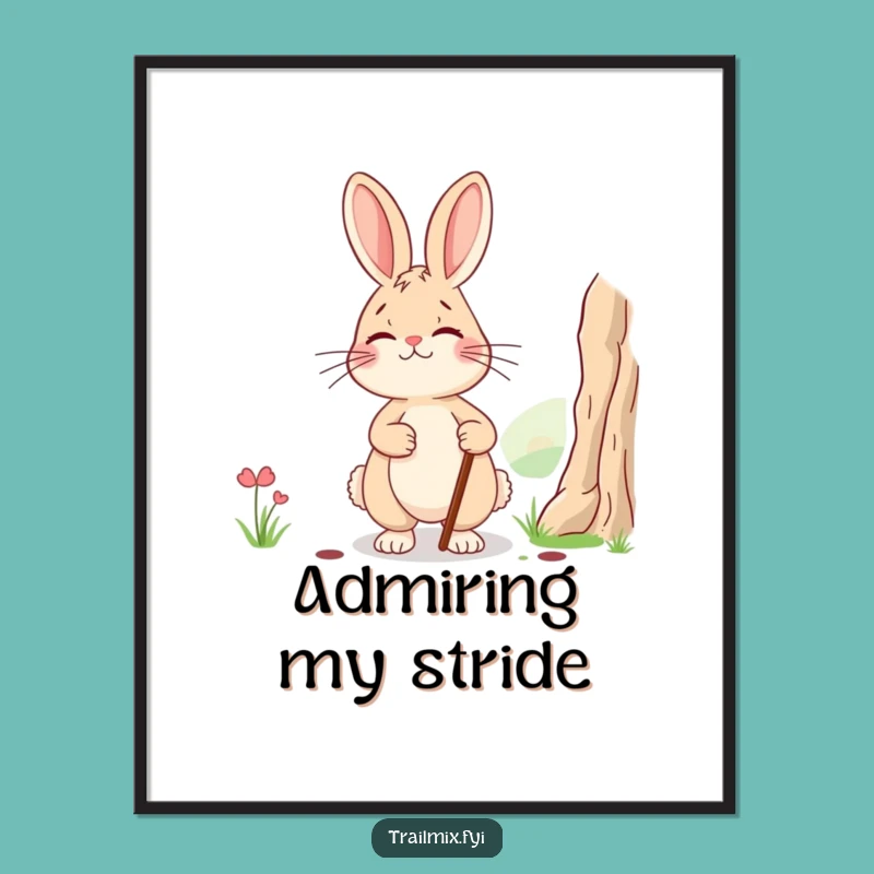 Funny Rabbit's Scenic Pause Digital Print: Whimsical Art for Adventurous Souls, Unique Gift