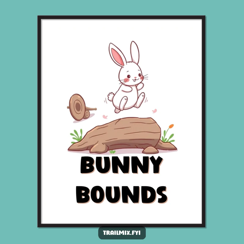 Funny Bunny Rabbit Leap Art Print: Playful Printable Gift