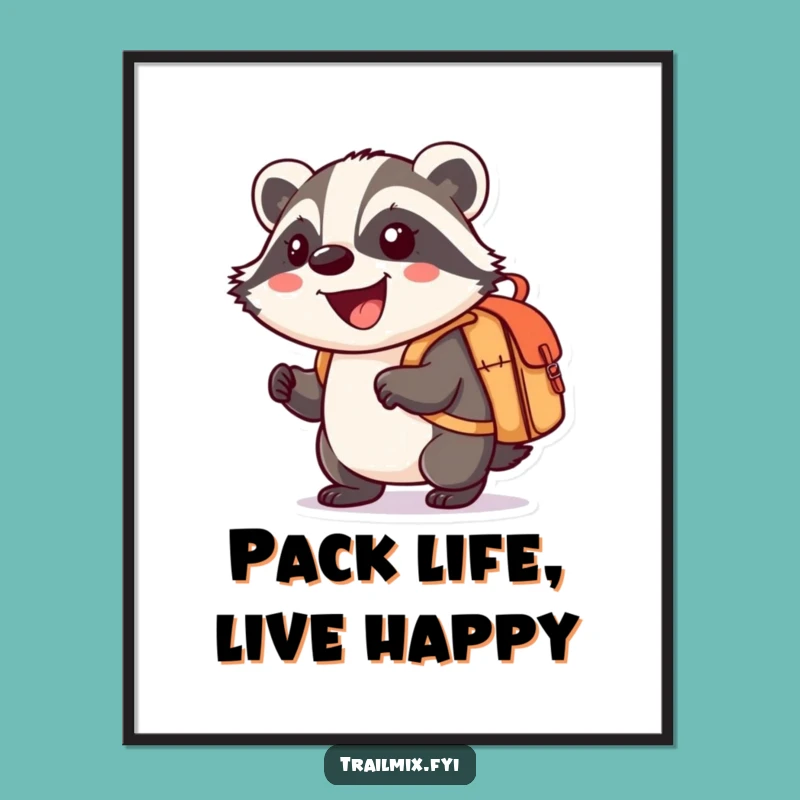 Funny Badger Explorer Digital Art - Whimsical Cartoon Decor Gift