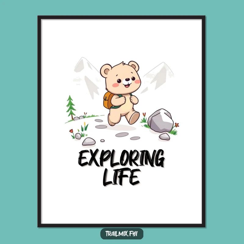 Funny Bear Cub Mountain Digital Art: Instant Joyful Decor, Printable Funny Gift