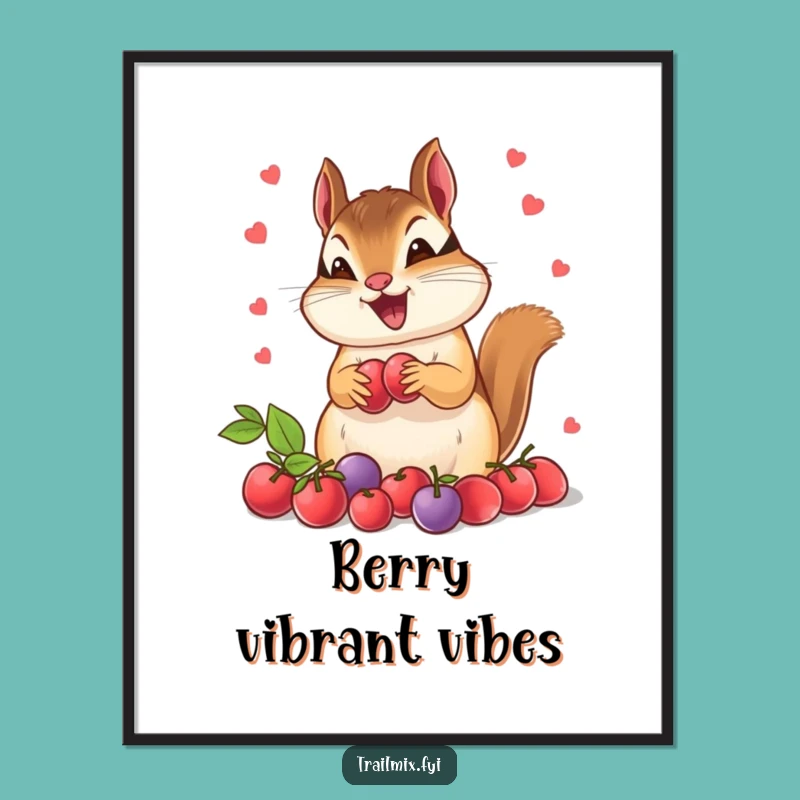 Funny Chipmunk Berry Celebration Digital Art - Instant Joyful Decor Gift