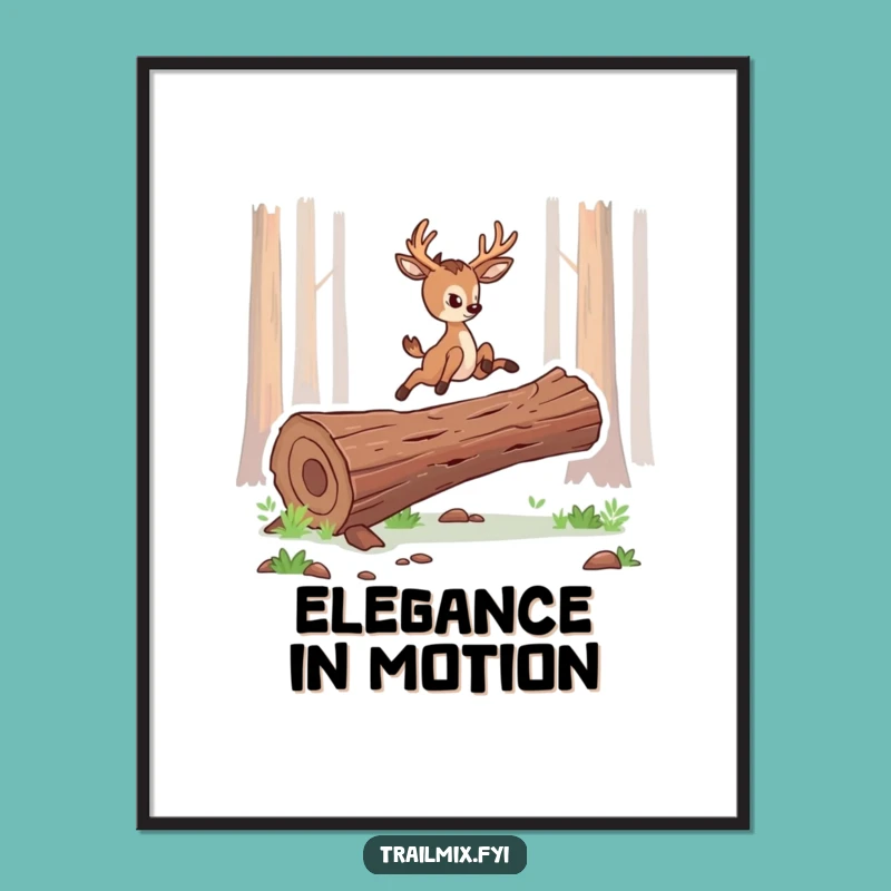 Funny Deer Leap Digital Print: Graceful Jumper's Instant Elegant Art