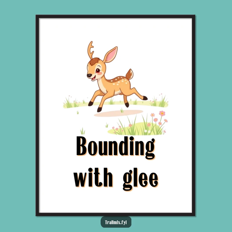 Funny Deer Meadow Bound Digital Art - Joyful Wall Decor Gift