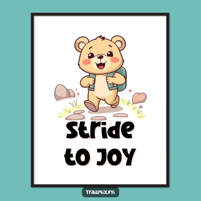 Funny Happy Bear Digital Art - Printable Backpack Journey Art