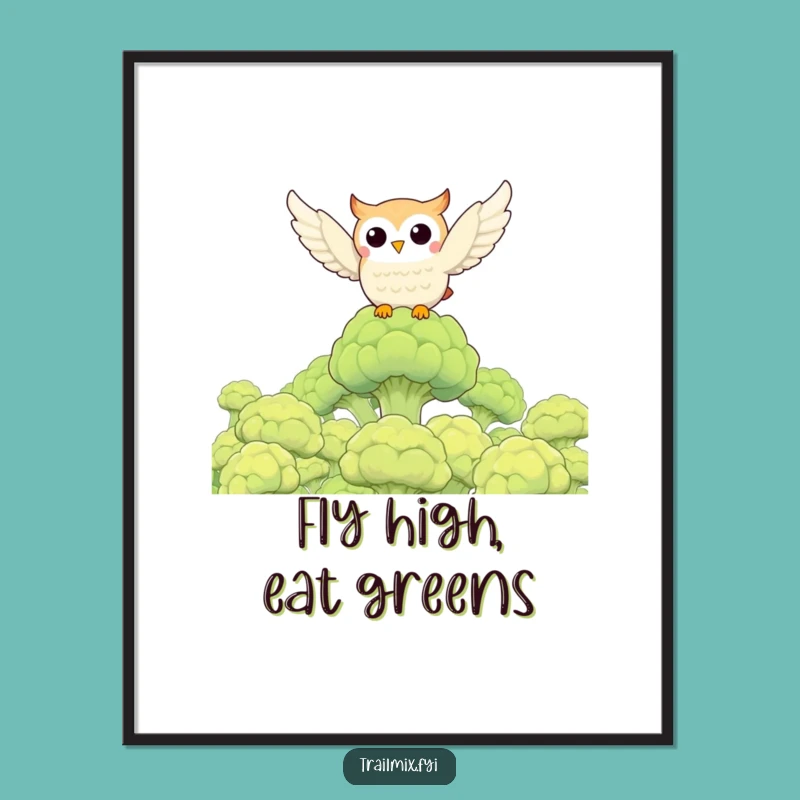 Funny Owl Broccoli Forest Digital Art: Instant Whimsy for Your Walls!