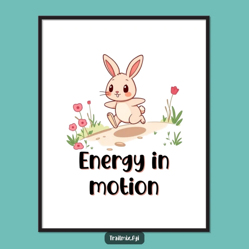 Funny Rabbit Trail Digital Print: Energetic Hopper's Instant Joyful Art