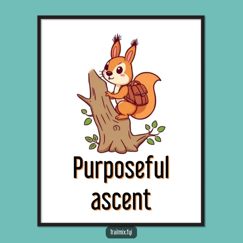 Funny Squirrel Backpack Climber Digital Art - Hilarious Wall Decor