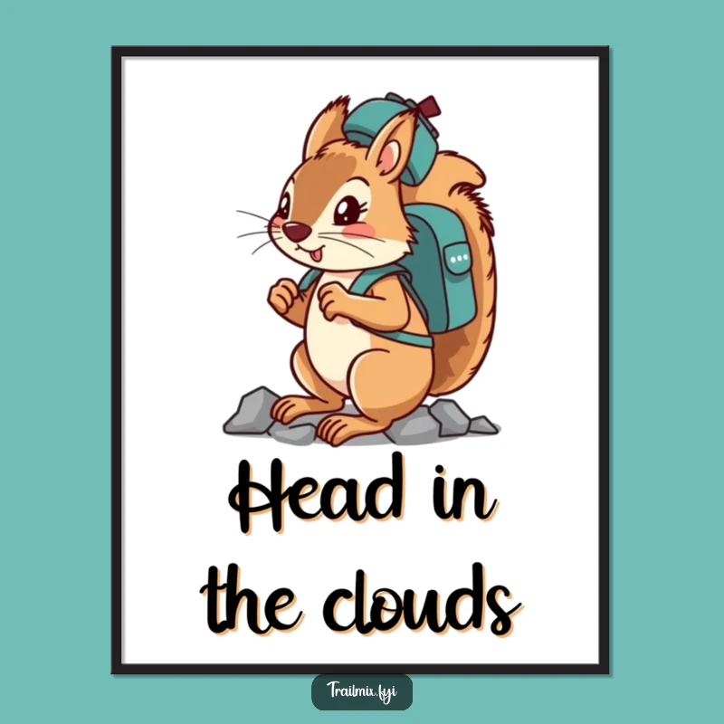 Funny Squirrel Climbing Digital Art - Determined & Hilarious Print Gift