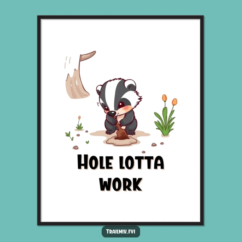 Funny Badger Digging Digital Art - Determined Wall Decor Gift